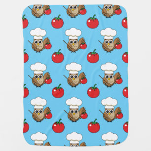 Cute Cooking Owl Cartoon Baby Blanket