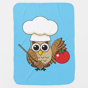 Cute Cooking Owl Cartoon Baby Blanket