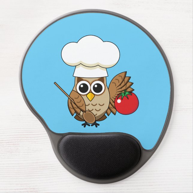 Cute Cooking Owl Cartoon Gel Mouse Pad (Front)