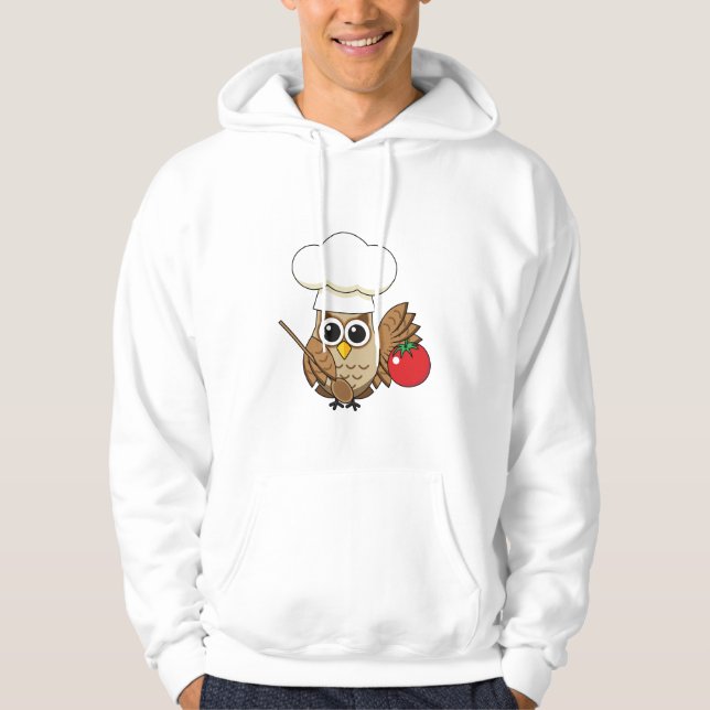 Cute Cooking Owl Cartoon Hoodie (Front)