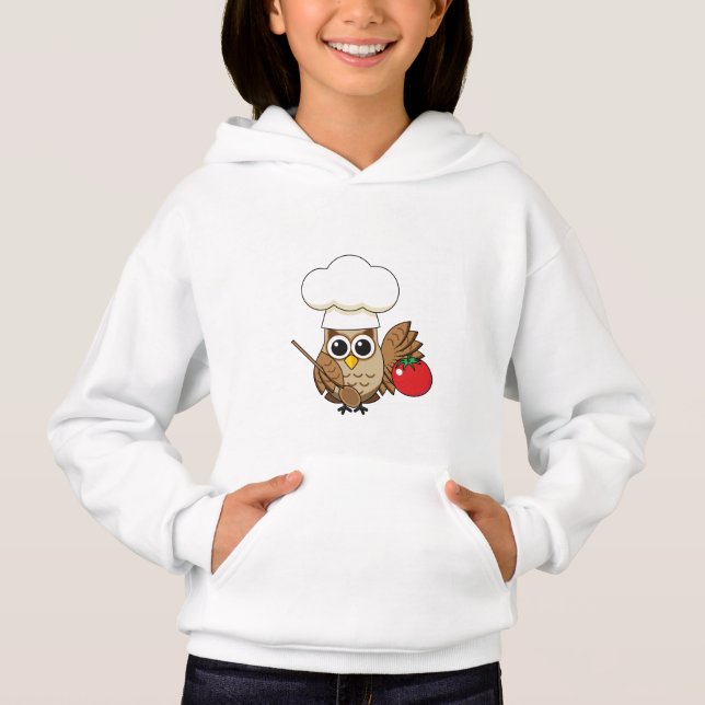 Cute Cooking Owl Cartoon Hoodie (Front)