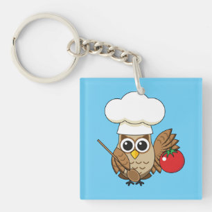 Cute Cooking Owl Cartoon Keychain