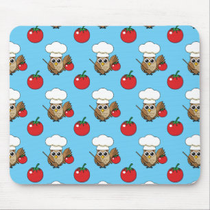 Cute Cooking Owl Cartoon Mouse Pad