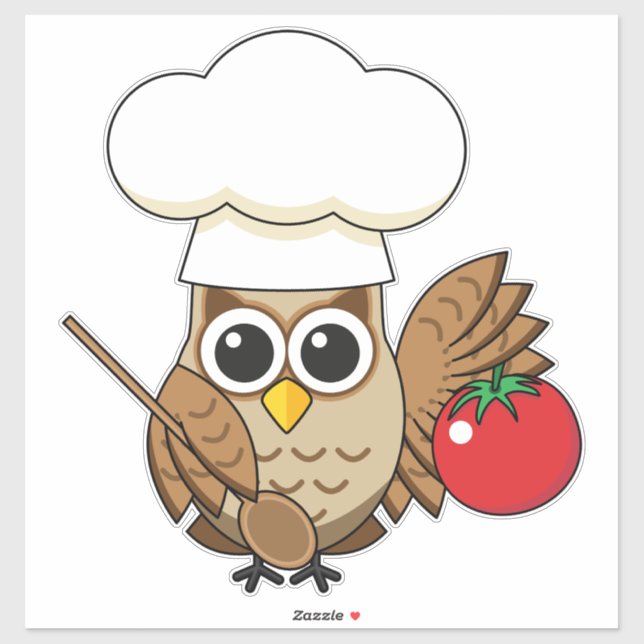 Cute Cooking Owl Cartoon Sticker (Sheet)