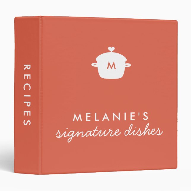 Cute Cooking Pot | Orange Monogram Binder (Front/Spine)