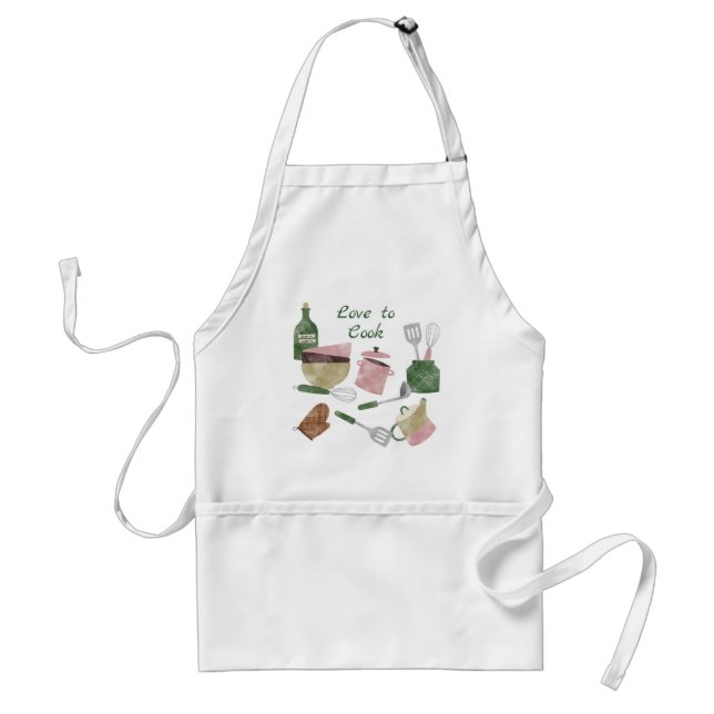 Cute Cooking Utensils Love to Cook Adult Apron (Front)