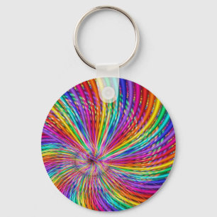 Cute Cool Abstract Pattern "Rainbow Swirl" Keychain