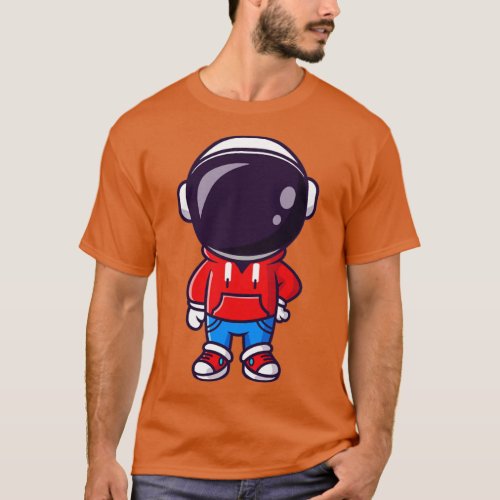 Cute Cool Astronaut With Jacket And Jeans Cartoon T_Shirt