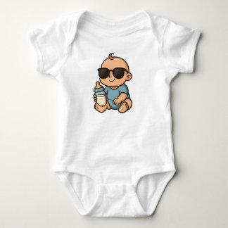 Cute Cool Baby Boy with Sunglasses and Milk Bottle Bodysuit