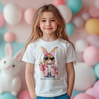 Cute Cool Bunny Peace Sign Custom Text Girl's
