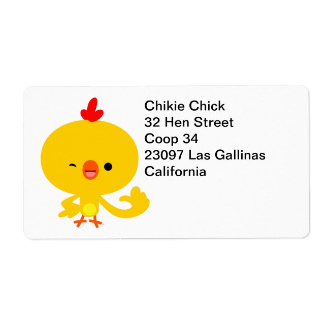 Cute Cool Cartoon Chicken Shipping Label (Front)