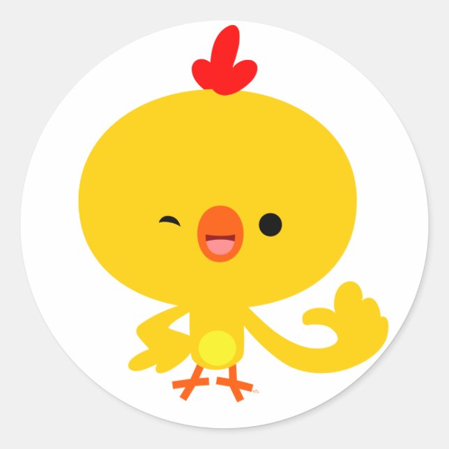 Cute Cool Cartoon Chicken Sticker (Front)