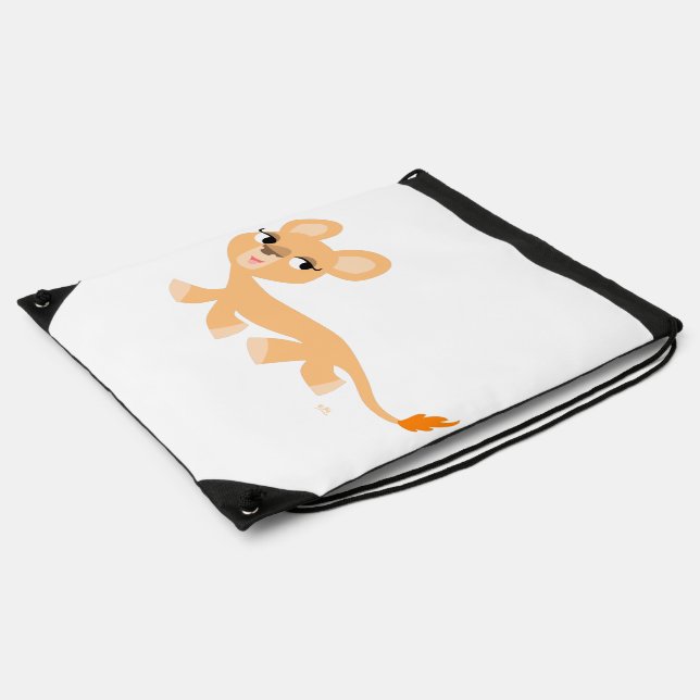 Cute Cool Cartoon Lioness Drawstring Backpack (Side)