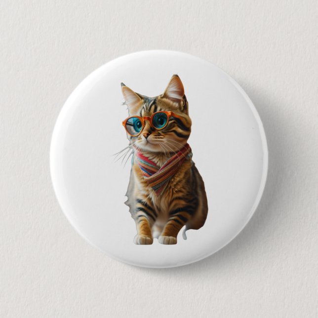Cute Cool Cat   Button (Front)