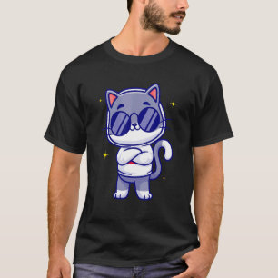 Cute cool cat got kitten with eyeglasses T-Shirt