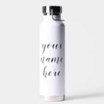 Cute Cool Custom Name Text Script Water Bottle<br><div class="desc">Custom Modern Chic Name Text Script Water Bottle featuring your personalized text in a cute and elegant calligraphy font. Font style and colors are fully customizable.</div>