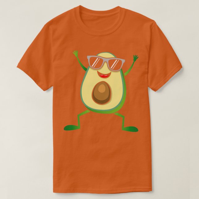 Cute Cool Dancing Avocado Vegan Food Graphic Guaca T-Shirt (Design Front)