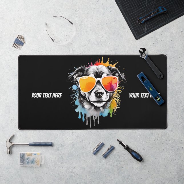 Cute Cool Dog with Sunglasses Desk Mat (Workstation)