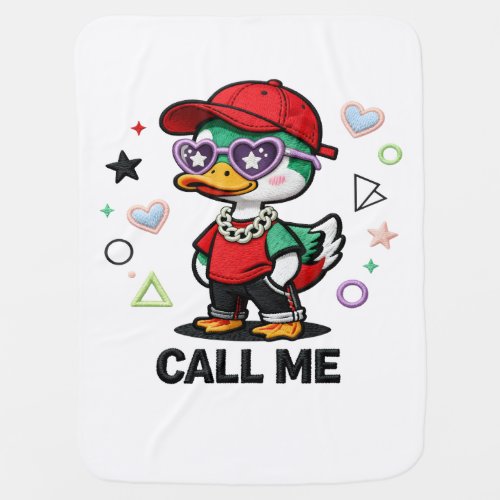 Cute Cool Duck Wearing Sunglasses Funny Cartoon  Baby Blanket
