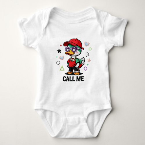 Cute Cool Duck Wearing Sunglasses Funny Cartoon  Baby Bodysuit