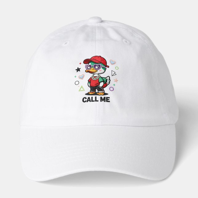 Cute Cool Duck Wearing Sunglasses Funny Cartoon  Hat (Front)