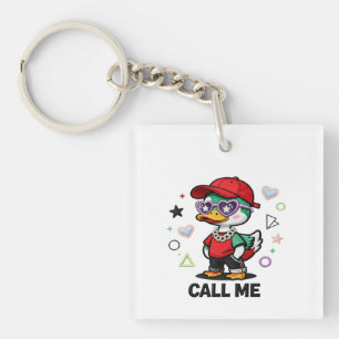 Cute Cool Duck Wearing Sunglasses Funny Cartoon Keychain