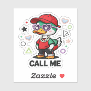 Cute Cool Duck Wearing Sunglasses Funny Cartoon Sticker