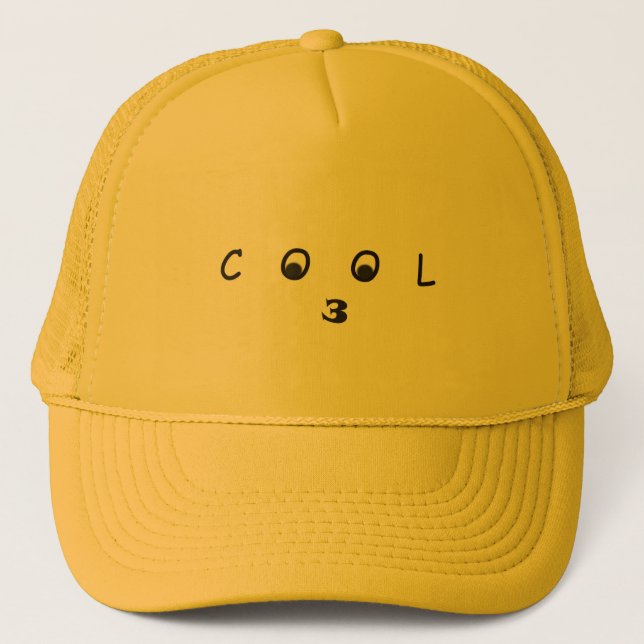 Cute Cool Face Minimal Typography Design Trucker Hat (Front)