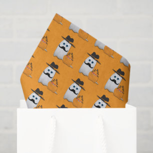 Cute Cool funny Halloween ghost moustache pattern Tissue Paper