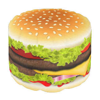Cute Cool Funny Hamburger Round Pouf Ottoman Seat