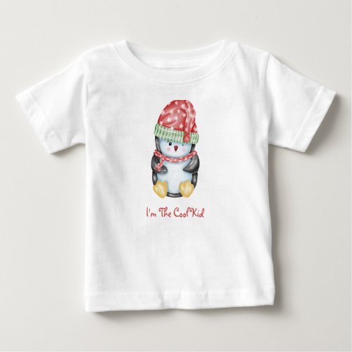 Cute Cool Kid Penguin Baby T_Shirt