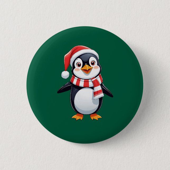 Cute Cool Nice Funny Green Christmas Santa Claus  Button (Front)