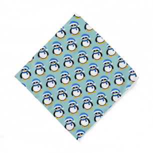 Cute cool penguin Christmas winter pattern blue Bandana