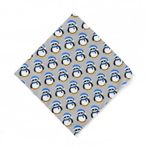 Cute cool penguin Christmas winter pattern gray Bandana
