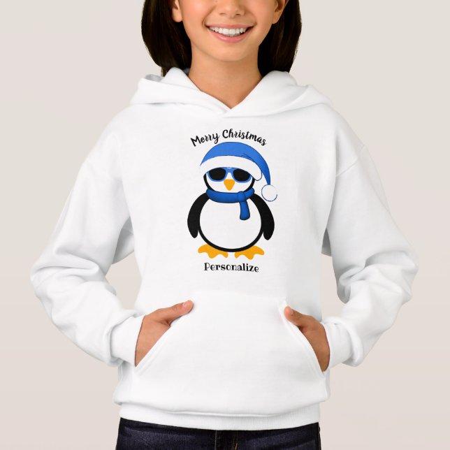 Cute cool penguin Christmas winter Personaliize Hoodie (Front)