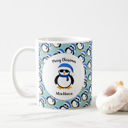 Cute cool penguin Christmas winter Personalize Coffee Mug