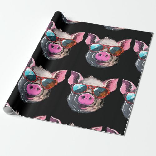 Cute Cool Pig in Sunglasses  Wrapping Paper