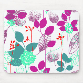 Cute Cool Retro Elegant Aqua Floral Mouse Pad