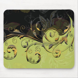 Cute Cool Retro Elegant Gold Floral Mouse Pad