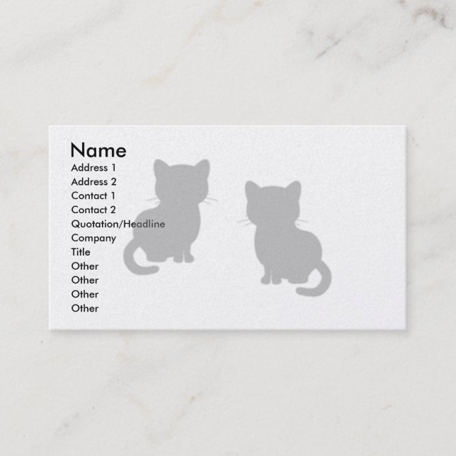 Cute Cool Silo Cats Med Gray Template Business Card (Front)