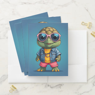 Cute Cool Turtle Pocket Folder