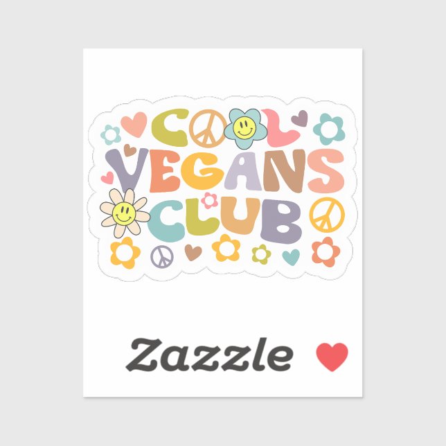 Cute Cool Vegans Club, Retro  Sticker (Sheet)