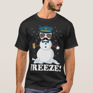 Cute Cop Snowman Freeze Funny Police Christmas Par T-Shirt