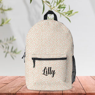 Cute Coquette Aesthetic Orange Floral Personalized Printed Backpack