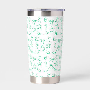 Cute Coquette Blue Bows and Cherries Pattern Trave Insulated Tumbler