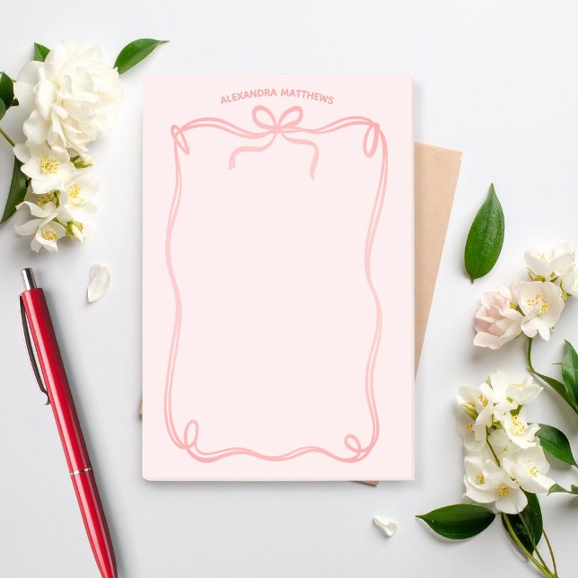 Cute Coquette Bow and Ribbon Custom Name Post-it Notes (Creator Uploaded)