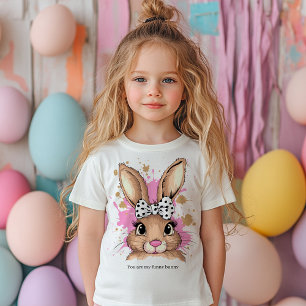 Cute Coquette Bow Bunny Girl Custom Text Toddler T-shirt