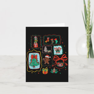 Cute Coquette Bow Christmas Santa Snowman Vintage  Card