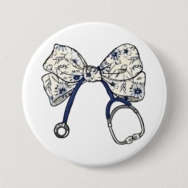 Cute Coquette Bow Coquette Bow Nurse Nursing Button (Front)