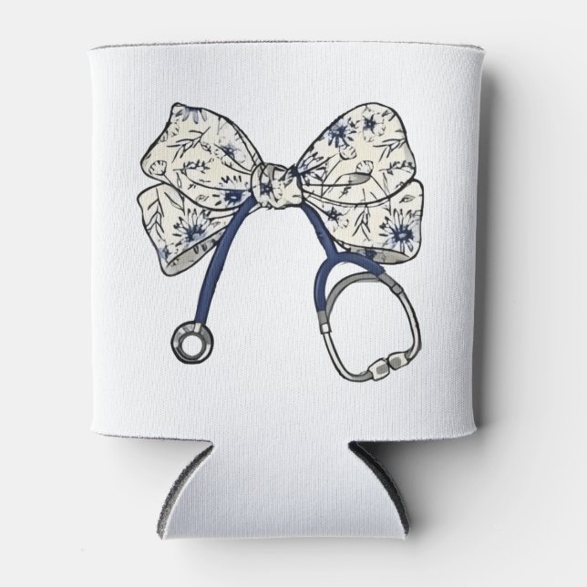 Cute Coquette Bow Coquette Bow Nurse Nursing Can Cooler (Front)